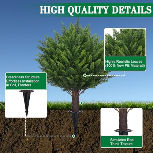AOKIIE 24" Artificial Cedar Topiary Bushes UV Protection for Outdoor 2PCS | Fake Cypress Trees for Outdoors, Pine Plants for Patio, Porch, Home, Doorway Decor - size: 22Inches