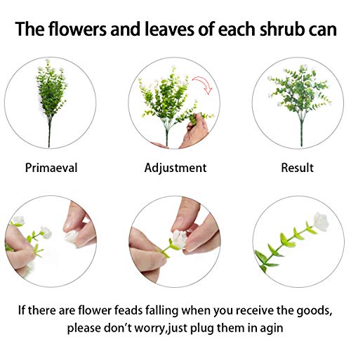 Artificial Flowers Outdoor,8 Bundles UV Resistant Outdoor Fake Flowers,Outside Plastic Faux Flowers Greenery Shrubs Plants for Indoor Outside Planter Home Porch Decor(White) - color: White, size: 8 Bundles