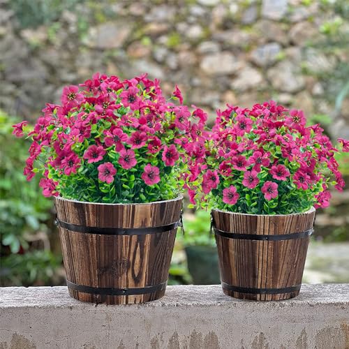 Outdoor Artificial Flowers,20 Bundles UV Resistant Fake Flower with Plastic Plants Faux Silk Flower for Home Outside and Indoor Decoration(Rose Red) - color: Rose Red, size: 20 Bundles