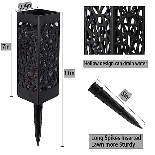 LVXINLI 2 Sets Artificial Cemetery Flowers,Memorial Flowers,Beautiful Arrangements for Headstones,Black Plastic vase with Drainage Hole Long Spikes Outdoor Memorials (Blue and White)… - color: Blue and White