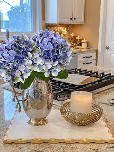 DILATATA Faux Hydrangea Large Artificial Purple Hydrangea Flowers 26" Real Touch Hydrangea Flowers Lifelike Silk Hydrangea Stems for Wedding Party Garden Home Decoration - color: Blue Green #3, size: 3PCS