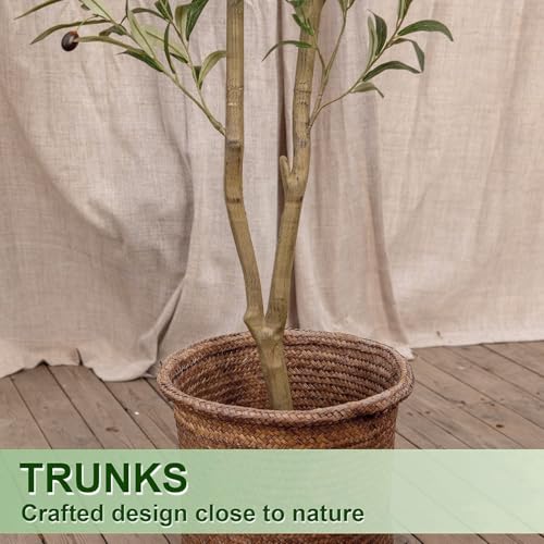 Artificial Olive Tree 6FT Tall Faux Olive Tree Artificial Indoor with Natural Wood Trunk and Lifelike Fruits Realistic Black Potted Interior for Home Office Living Room Decor