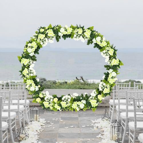 2 Pcs Artificial Rose Flower Garland Outdoor White 15.8ft Fake Vines Silk Flowers Hanging Rose Ivy Vines for Bedroom Wedding Arch Decor Flower Garland for Backdrop Wall Party Garden Centerpiece - color: White