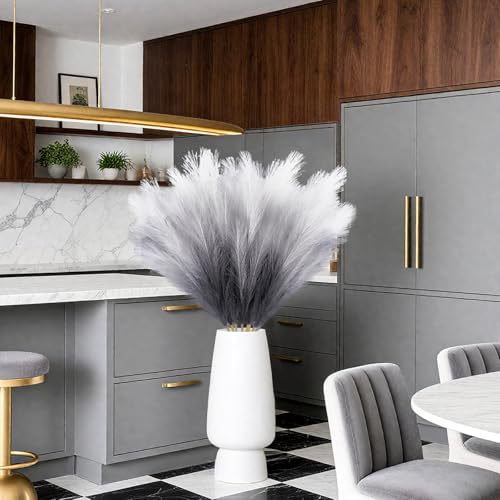 Torontokyo 8Pcs Black Faux Pampas Grass Decor Tall, 35.4” Fluffy Artificial Pompous Grass Branches, Large Pampas Grass Reed Stems for Halloween Gothic Room Decor, Wedding, Baby Shower, Home Boho Decor - color: Black, size: 35.4inch-8Pcs