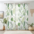 Renaiss Green Leaf Blackout Curtains, Tropical Safari Plants Patterned Thermal Insulated Bedroom Window Curtains, Eucalyptus Botanical Window Curtains for Kitchen, 45" L x 29" W 2 Panel Set - color: Green & White, size: 29"W x 45"L (Pack of 2)