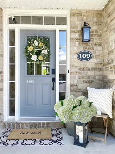 ZYTUYO 5 Pcs White & Light Green Silk Hydrangeas Artificial Flower Boho Dried Touch 20'' Faux Hydrangeas for Indoor Home Decor Kitchen Living Room Outdoor Porch Wedding Flower Arrangement - color: White & Light Green