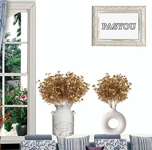 Artificial Plants for Christmas Decor, Plastic Golden Daisy leaves Faux Shrubs Simulation Flower Indoor Outdoor Home Garden Planter Filler Party Hotel Verandah Wedding DIY Decoration - Gold 2 Pack - color: Gold Daisy Leaves - 2 Pack