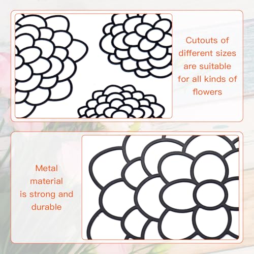 3 Pcs Metal Flower Frog for Vase, Blossom Grid Reusable Stainless Steel Floral Grid Flower Arrangement Holder, Fresh Flower Stems Bouquets Plant Fixation (Black) - color: Black