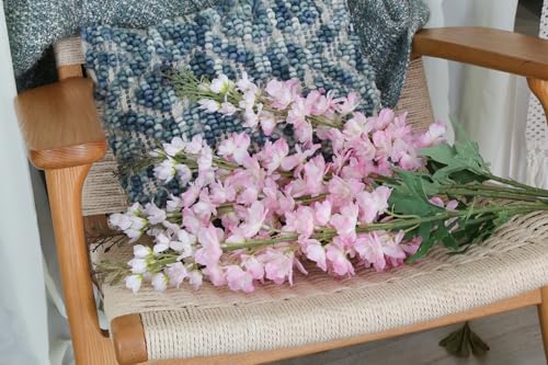 IPOPU 40" Pink Delphinium Artificial Flowers 5PCS Faux Delphinium Larkspur Silk Flowers Long Stem Artificial Flowers for Home Wedding Floral Arrangement Centerpiece Decor(Pink) - color: Pink