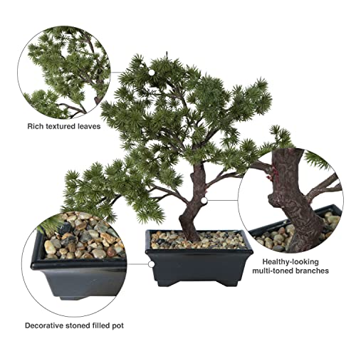 Vickerman Everyday Artificial Potted Pine Bonsai Tree 12" - Lifelike Home Or Office Decor - Premium Faux Potted Bonsai Tree - Maintenance Free Bonsai Plant
