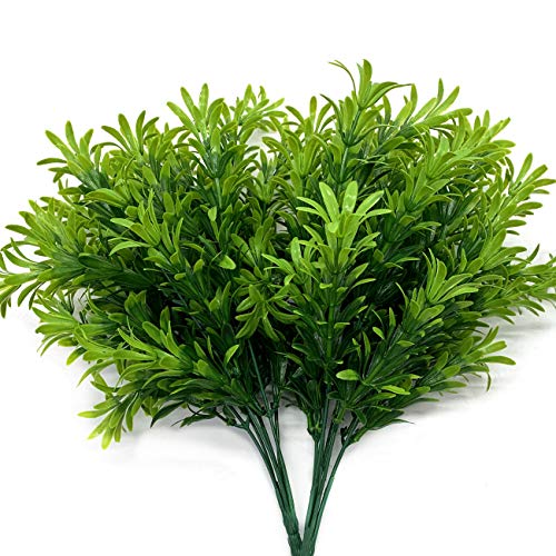 Artificial Shrubs, Plastic Plants Soft Grass Fake Greenery, Outdoor Indoor Home Garden Verandah Parterre Wedding Garland Table Centerpieces Decoration UV Resistant Planter Filler 2 pcs - color: Soft Grass / 2pcs