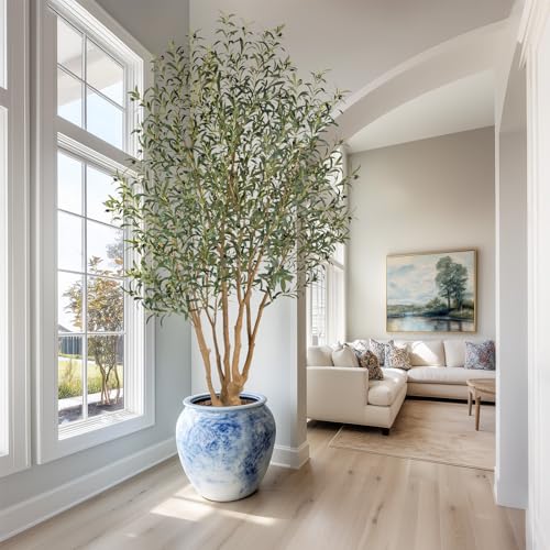 Nafresh Majestic Faux Olive Tree 8ft – Artificial Olive Tree Indoor & Outdoor with Lifelike Leaves & Textured Branches for Living Room, Office, Entryway,Patio - size: 8ft