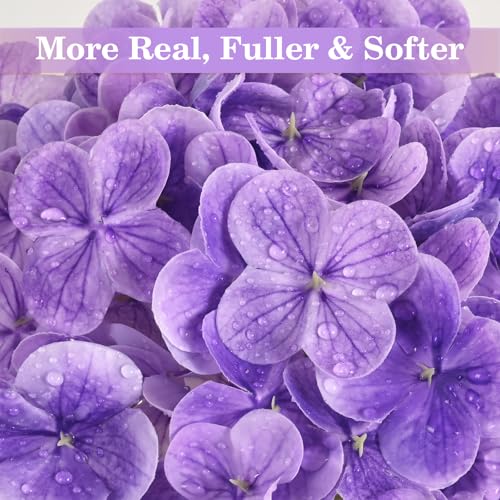 Artflower 4Pcs Real Touch Hydrangea Artificial Flowers, 22.5'' Purple Full Latex Faux Hydrangea Flowers for Home Floral Arrangements Wedding Bouquets Kitchen Table Centerpiece Decorations - color: Purple, size: 4 Pcs