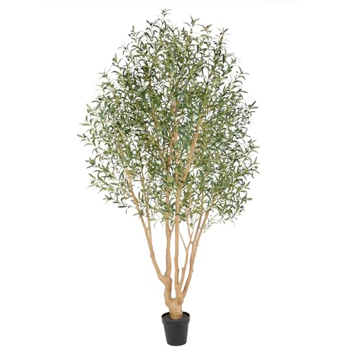 Nafresh Majestic Faux Olive Tree 9ft – Artificial Olive Tree Indoor & Outdoor with Lifelike Leaves & Textured Branches for Living Room, Office, Entryway,Patio - size: 9ft