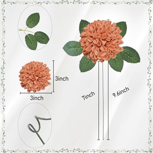 Artificial Flowers, 50pcs Artificial Rose for DIY Wedding Bouquets Centerpieces Arrangements, Terracotta Dahlia Flowers with Stems for Bridal Shower Party Home Decorations - color: Terracotta Dahlia, size: 50pcs
