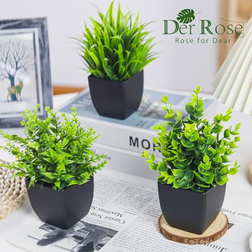 Der Rose 4 Packs Fake Plants Small Artificial Mini Faux Plants for Bathroom Home Office Shelf Black Decor Indoor - color: Black