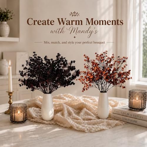 Mandy's 6 Bundles Artificial Black Baby’s Breath Flowers | 18.5 Inch Silk Gypsophila European Style Modern Home Decor Centerpiece Neutral Wedding Flower Arrangements - color: Black