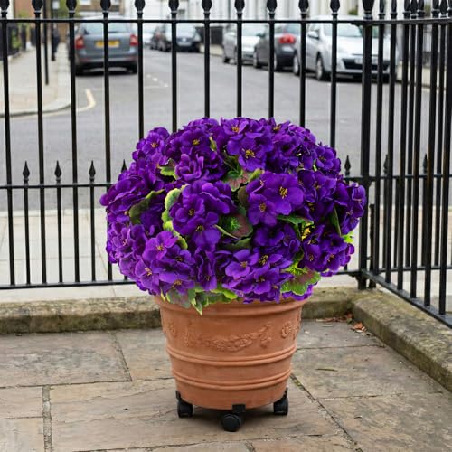 lovemoon 16 Pcs Artificial Geranium Plant Realistic Purple Silk Flowers for Outside UV Resistant Faux Geraniums Flowers for Indoor Outdoor Home Garden Office Decoration (16, Purple) - color: Purple