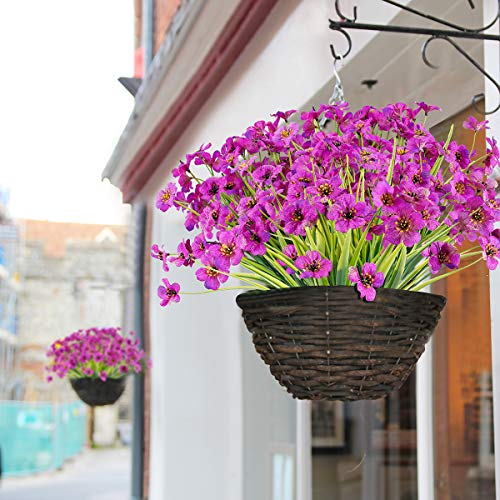 JEMONG 20 Bundles Artificial Flowers Outdoor UV Resistant Fake Flowers No Fade Faux Plastic Plants Garden Porch Window Box Decorating(Purple)… - color: Purple, size: 20Bundles