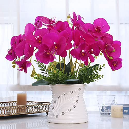FagusHome 8 Pcs Artificial Phalaenopsis Flowers 32 Inch Artificial Orchid Flowers Fake Flowers Stem Plants for Home Décor (Purple) - color: Purple