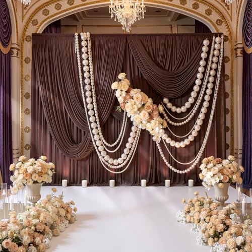 10x8 ft Wrinkle Free Brown Backdrop Curtain for Parties, Thick Polyester Photo Backdrop Drapes 2 Panels for Wedding Birthday Party Photography Background Baby Shower - color: Brown, size: 10ftx8ft