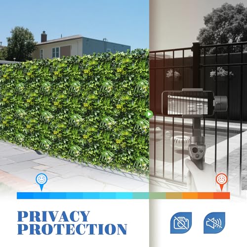 ECOOPTS 20"x20" Faux Ivy Privacy Fence Screen Artificial Boxwood Panels Topiary Hedge Plants for Indoor Outdoor Decoration, #6 Mixed Leaves, 6 Packs - color: #6 Mixed Leaves, size: 20"x20"