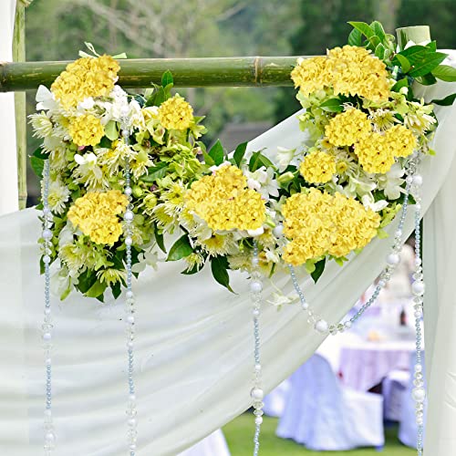 60 Pcs Silk Hydrangea Artificial Flowers Heads with 100 Pcs Stems Faux Flowers for Wedding Centerpieces Long Fake Bouquet for Home Decor Indoor Garden(Yellow)
