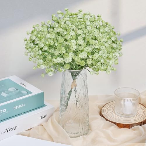 Green Babys Breath Artificial Flowers Bulk,18pcs Fake Gypsophila Realistic Babys Breath for St. Patrick's Day Wedding Arches Bouquets Table Centerpieces Home Decor - color: Green