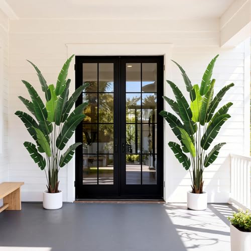 YEPDIN Artificial Bird of Paradise Plant 7 FT Fake Banana Leaf Plant Faux Tree Decor Large Fake Plants Realistic Indoor Outdoor Tall Floor Plant for Living Room, Office Decor - style: 7 FT