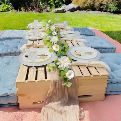 Artificial Flower Garlands, Rose Flower Vine, Artificial Eucalyptus Garland with Flowers, 6' Floral Garland for Wedding Decor Home Table Runner Mantle (White)
