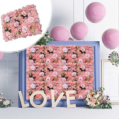 12 Pcs Artificial Flower Wall Panels, 24"x16" 3D Pink Silk Dahlia Hydrangea Rose Flowers Wall Backdrop Artificial Silk Fabric Flower Banquet Wedding Party Decor for Stage Background (Type 4) - color: Type 4