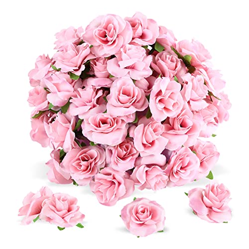 Yinsun 50pcs Pink Roses Artificial Flower Heads, 1.57” Small Silk Fake Flowers for DIY Wedding Bridal Shower Baby Shower Party Decoration - color: Pink, size: 1.57 Inch