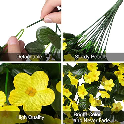 Artificial Faux Hanging Plants Flowers for Outdoor Spring Summer Decor, 2 PCS Fake Silk Yellow Daisy Long Vines Orchid UV Resistant Realistic Mums for Outside Home Porch Patio Balcony Planter - color: Yellow