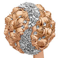 XINNI Brooch Bridal Wedding Bouquet Bride Bridesmaids Satin Rose Flower Bouquet with Meteor Shower Shape Rhinestone for Wedding Khaki - color: Khaki