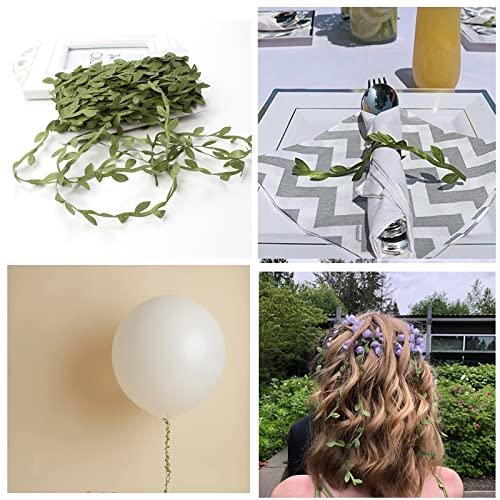 66 Ft Artificial Vines,Green Leaf Gift Wrapping Trim Ribbon,Eucalyptus Leaves Garland Wreath Accessory DIY Craft Party Wedding Home Decoration