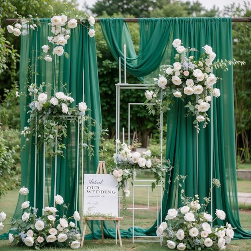 Wedding Arch Draping Fabric, 1 Panel 18FT Emerald Green Sheer Backdrop Curtain Chiffon Fabric Drapery Voile Scarf Draping Panels for Wedding Archway Ceremony Curtain Valance Party Decoration - color: Emerald Green Drapes Curtain, size: (1 Panel )6 Yards/1