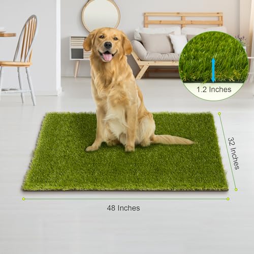 CooRug Fake Grass, 48 x 32 Inches Artificial Grass for Dogs, Realistic Turf for Indoor Outdoor Door Mat Balcony Patio Lawn Decoration - size: 48" x 32"