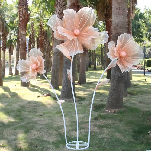 Giant Flowers for Decoration,Wedding Reception Essential Decoration,5.6 Ft Big Artificial Silk Flower with Stems and Stands,Party Banquet Background Decor，Home Decor（Orange Champagne） - color: Orange Champagne