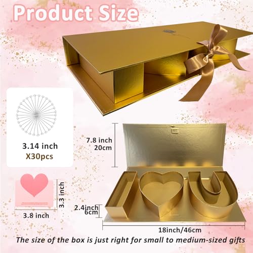 Valentines Day I Love You Box Flower Gift Box Heart Shaped Empty Cardboard Fillable Gift Box Flower Letter Box Chocolate Strawberry Candy Jewelry Package for Luxury Style Flower Arrangements Birthday - color: Gold