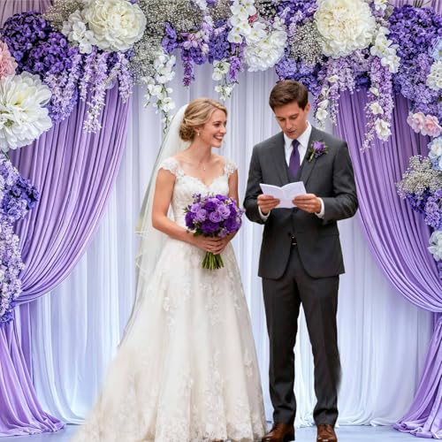 5 x 3 ft Flower Photo Backdrop Floral Purple Photography Background White Curtain Spring Wedding Baby Shower Girl Princess Birthday Party Supplies Photo Studio Props - color: Purple02, size: 5X3FT