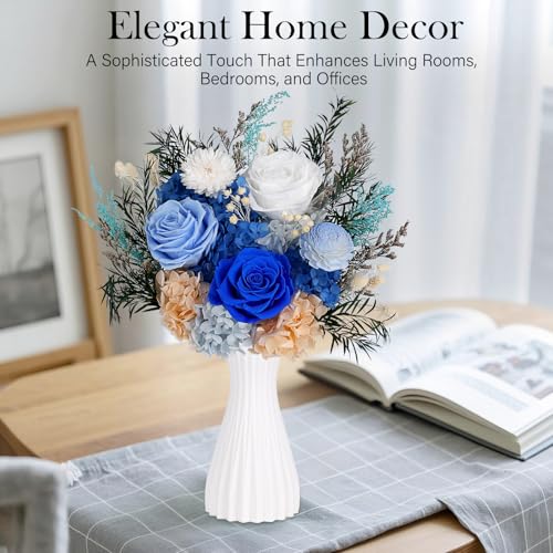 Preserved Flowers Bouquet - Forever Flowers for Delivery, Real Eternal Roses Bouquet, Mothers Day Gifts for Mom Grandma Wife, Anniversary Birthday Gifts for Women, Blue - color: Blue