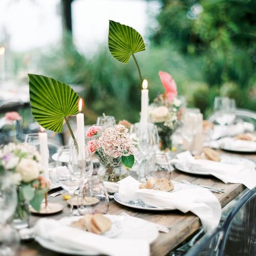 6 Pcs Pu Foam Artificial Palm Leaf Faux Palm Tropical Leaves Fake Palm Fronds for DIY Wedding Bouquets Fake Leaves for Centerpieces Arrangements Bridal Shower Leaf Stem for Party Home Decor-Green - color: Palm #09