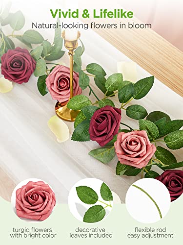 InnoGear Artificial Flowers, 50 Pcs Shades of Dusty Foam Fake Roses Bulk with Stems for Decoration DIY Wedding Bouquets Centerpieces Bridal Shower Party Christmas Tree - color: Shades of Dusty
