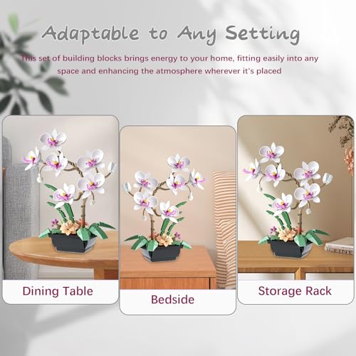 Orchid Flower Building Block Set, Orchid Botanical Collection for Home & Office Decor, Artificial Flowers Plant Gifts for Adults Valentine's Day, Mothers Day, Birthday 581pcs