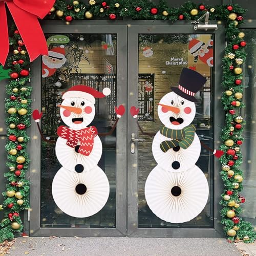 Christmas Hanging Paper Fans Decoration Classroom Christmas Decorations Xmas Bulletin Board Decorations with Fun Snowman for Xmas Holiday Winter Backdrops Wall Party Supply - color: Snowman Costume