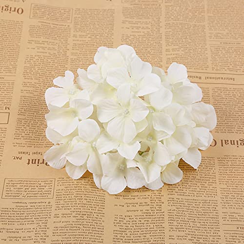 FagusHome Silk Hydrangea Heads 36 Pcs Artificial Flowers Heads and 3 Dozens Stems Fake Hydrangea Flowers with Stems for Home Wedding Decor (Creamy White) - color: Creamy White