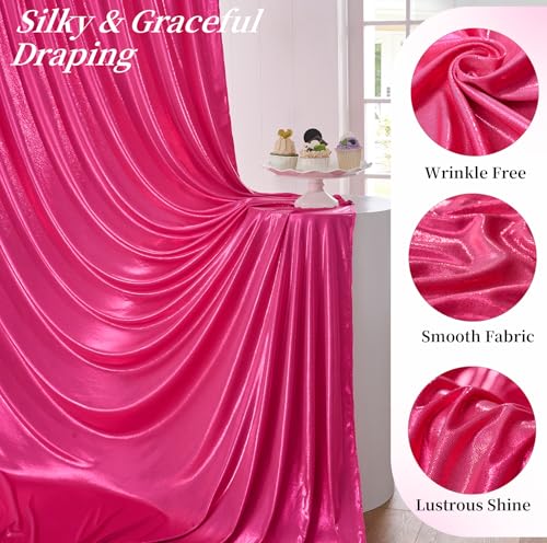 30ftx10ft Hot Pink Sequin Backdrop Curtain for Parties, Wrinkle Free Thick Glitter Sparkle Photo Backdrop Drapes 6 Panels 5x10FT Shimmer Back Drop Cloth for Wedding Birthday Photography Background - color: Hot Pink, size: 5'W×10'H _6 Panels
