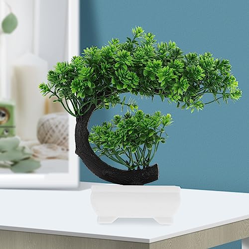 GANAZONO Small Artificial Plants for Home Decor Indoor Mini Artificial Bonsai Tree Japanese Fake Plants for Bedroom Aesthetic - color: Green