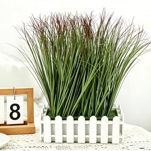 FOIMAS 24pcs Artificial Grass Plants,9.84" Faux Shrubs Wheat Grass Greenery Stems Fake Plants for Indoor Outdoor Home Decoration - size: 9.84
