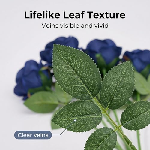 55 Pcs Navy Blue Roses Artificial Flowers Bulk, Artificial Roses Fake Flowers with Adjustable Stems, Soft Foam Roses for DIY Wedding Bouquets, Bridal Shower Centerpieces, Home Party Decor - color: Navyblue